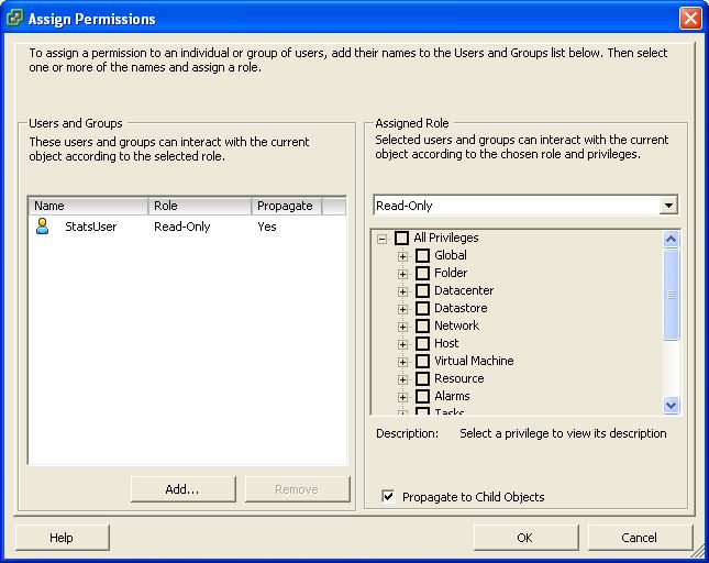 VMWare ESXi 3.5 Add Stats User Step 4